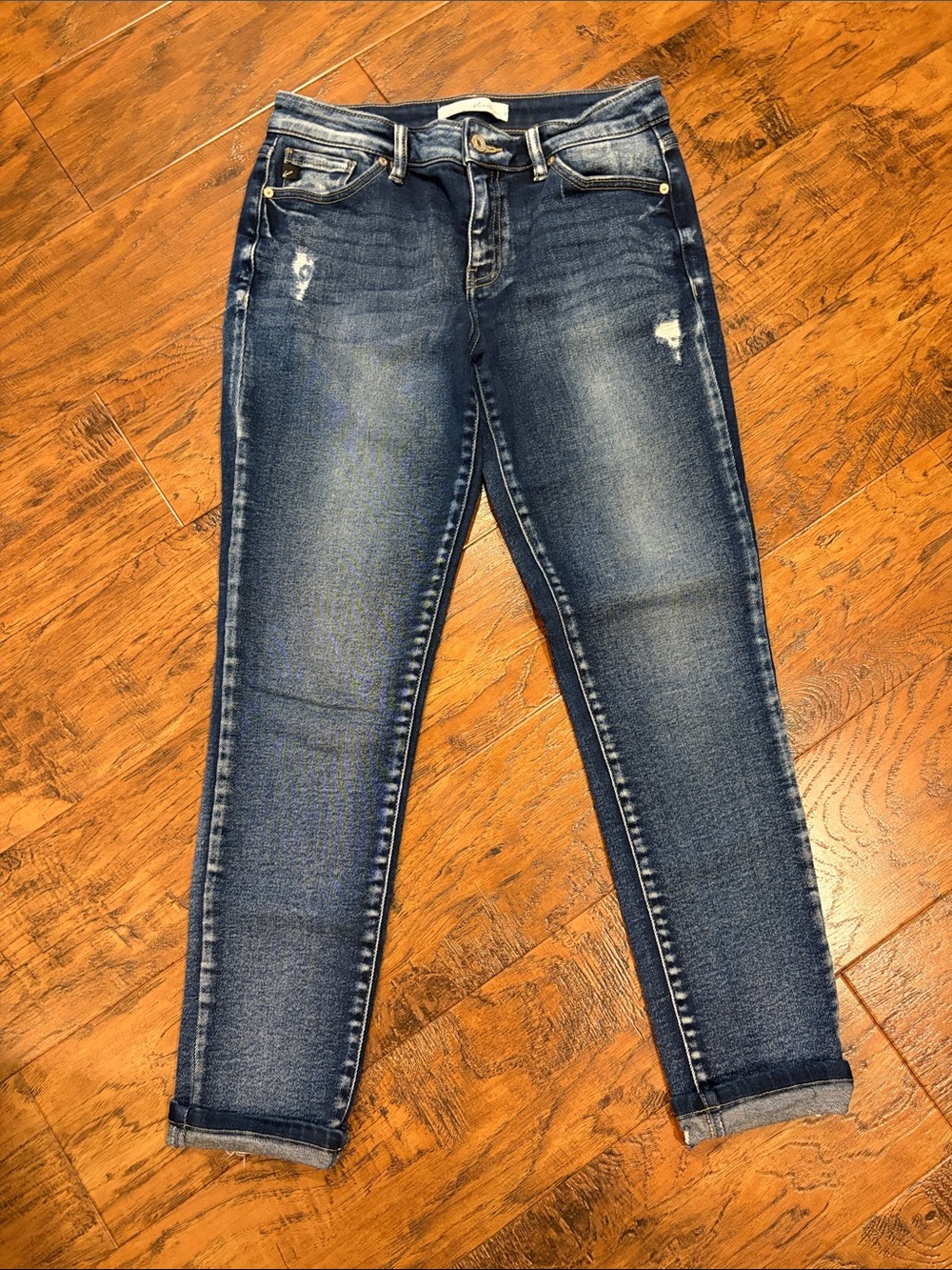 KanCan Women's Jeans - Dark Blue with Faded Detail